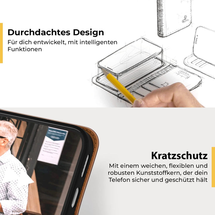 Snakehive iPhone 14 Plus Hülle Leder | Stylische Handyhülle mit Kartenhalter & Standfuss | Handyhüll