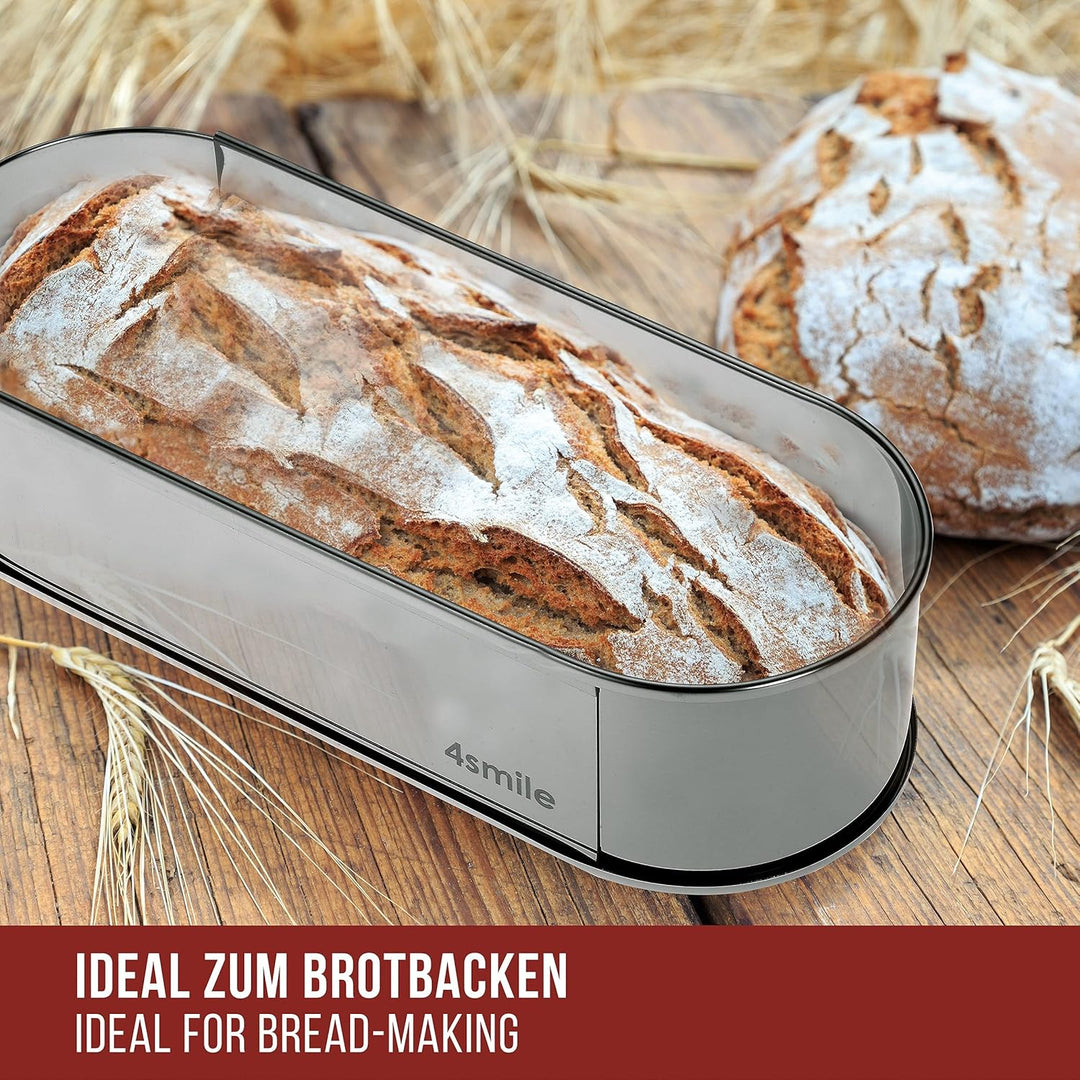 4smile Stollenbackform - Brotbackform oval aus Edelstahl – Stabile Kastenform verstellbar – Ideal al