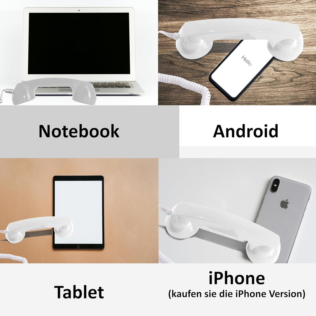 Opis 60s Micro - Retro Handyhörer für Android Smartphones, Tablets, Notebooks und Handys in der Form