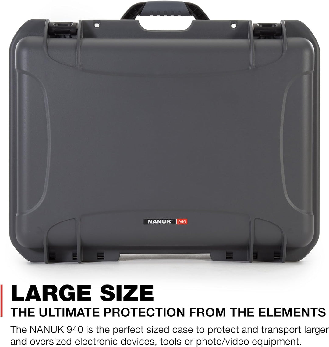 Nanuk 940 Wasserdichter Hartschalenkoffer Mit Gepolsterten Trennwänden und Organizer für Deckel - Gr