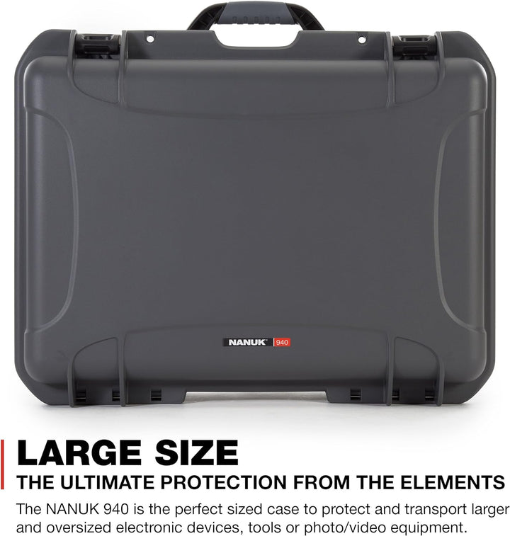 Nanuk 940 Wasserdichter Hartschalenkoffer Mit Gepolsterten Trennwänden und Organizer für Deckel - Gr