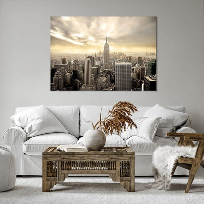 Bilder auf Leinwand 100x70cm Leinwandbild Stadt Wolkenkratzer Manhattan New York Gross Wanddeko Bild