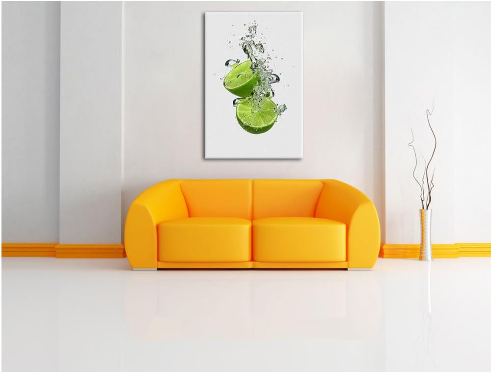 Leckere grüne Limetten im Wasser schwarz/weiss Format: 100x70 auf Leinwand, XXL riesige Bilder ferti