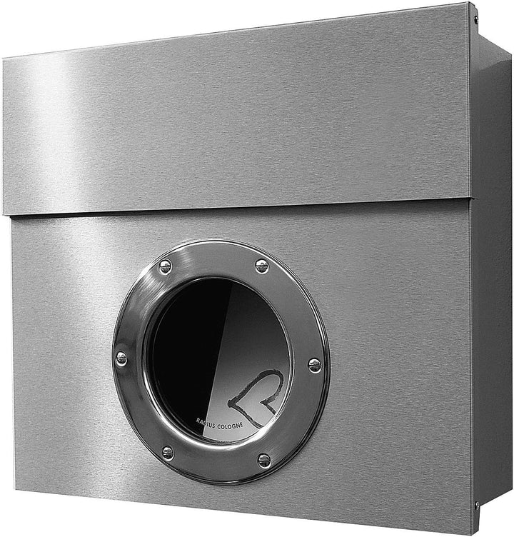 Radius Design Edelstahl-Briefkasten Letterman 1 mit Sichtfenster und verdecktem Schloss, Wand-Briefk