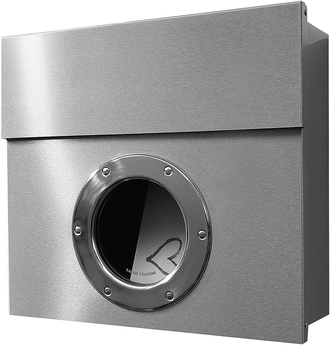 Radius Design Edelstahl-Briefkasten Letterman 1 mit Sichtfenster und verdecktem Schloss, Wand-Briefk