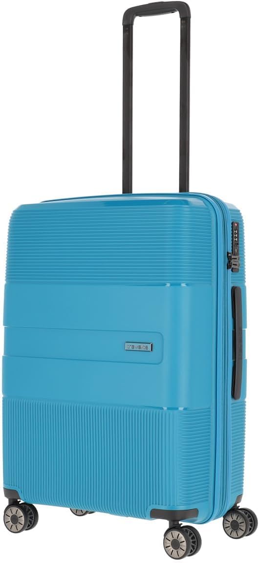 travelite 4-Rad Hartschalen Koffer mittelgross mit Dehnfalte + TSA Schloss, Gepäck Serie WAAL: Stabi