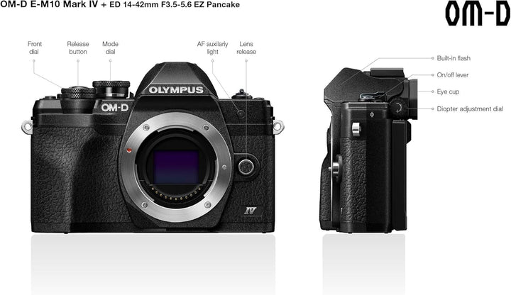 Olympus OM-D E-M10 Mark IV Micro-Four-Thirds-Systemkamera-Kit, 20 MP Sensor, 5-Achsen-Bildstabilisat