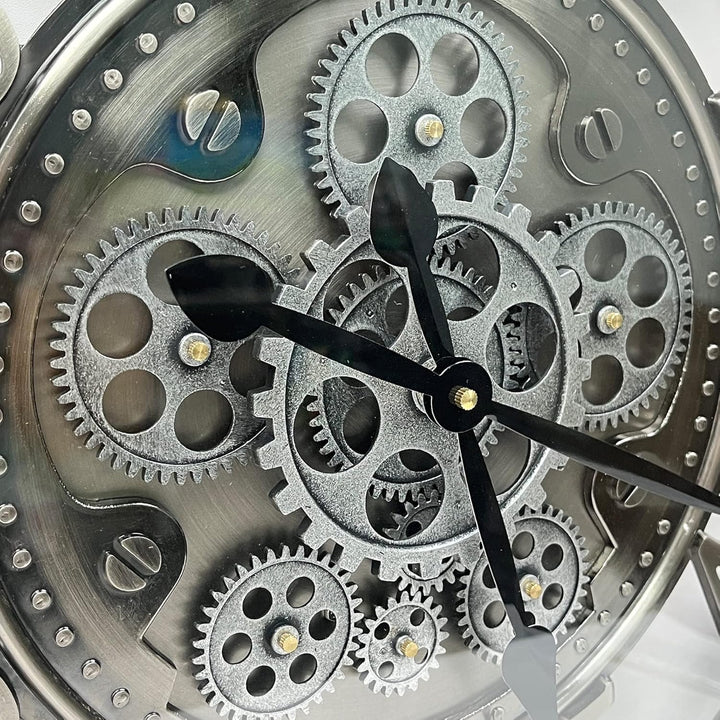 DORBOKER Wanduhr Gross mit Beweglichen Zahnrädern Moderne Industrial Steampunk XXL Vintage Retro Ant