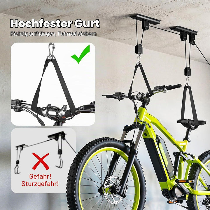 Housolution Fahrradheber, [1 Pack] Hebezugsystem mit 88Lbs Tragkraft, passend für 3-4,9m hohe Decken