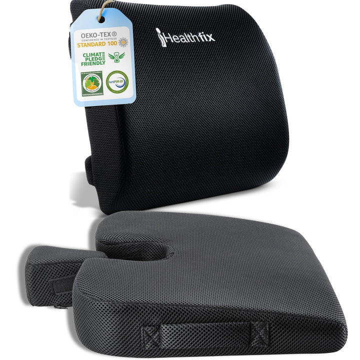 Healthfix® Ergonomisches Keilkissen &amp; Lendenkissen – Ideal für Büro &amp; Home Office, Verbessert Sitzha