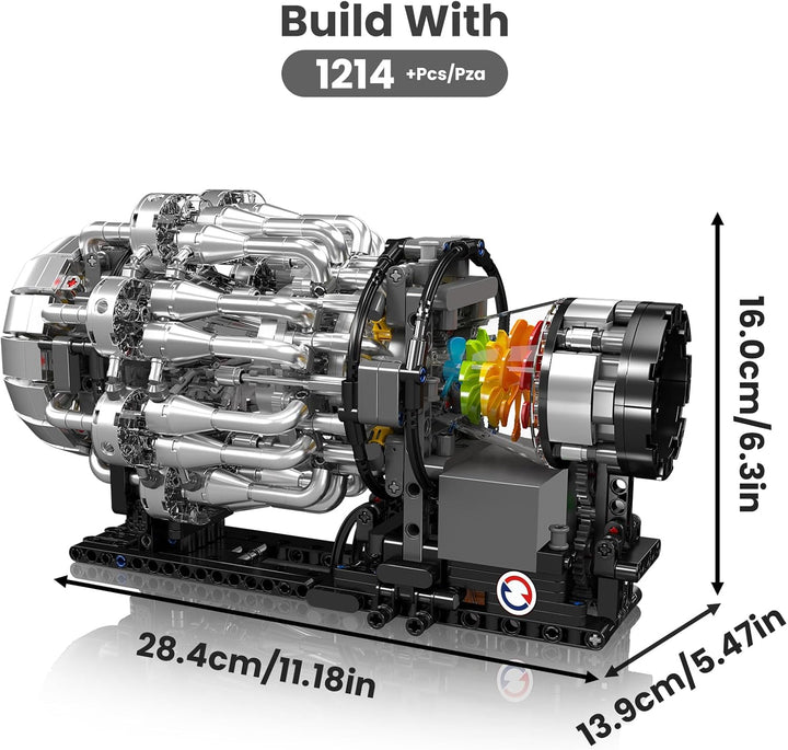 Mould King Turbojet Motor Bausatz, Modellmotor Bauset für Erwachsene, 10216 STEM DIY Turbinen Bausat
