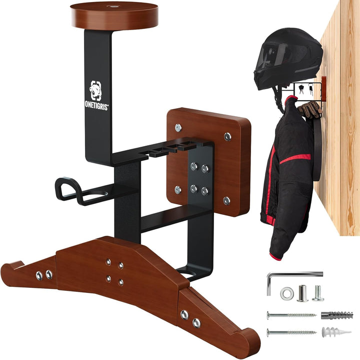 OneTigris Helmhalterung Wand Ver. 2.0 – Stabile Motorrad-Garderobe & Westenhalter, Helm Halterung 80
