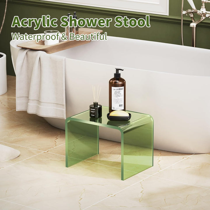 Acryl-Tritthocker, Kleiner transparenter Fusshocker für Badezimmer, Schlafzimmer, Küche, belastbar b