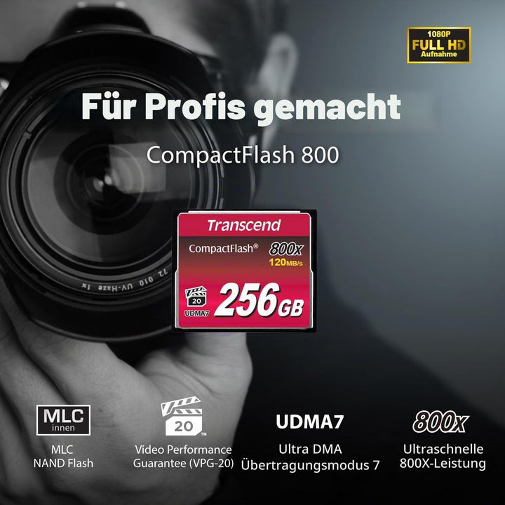 Transcend 32 GB CompactFlash 800 Speicherkarte TS32GCF800 32GB CF800x, 32GB CF800x