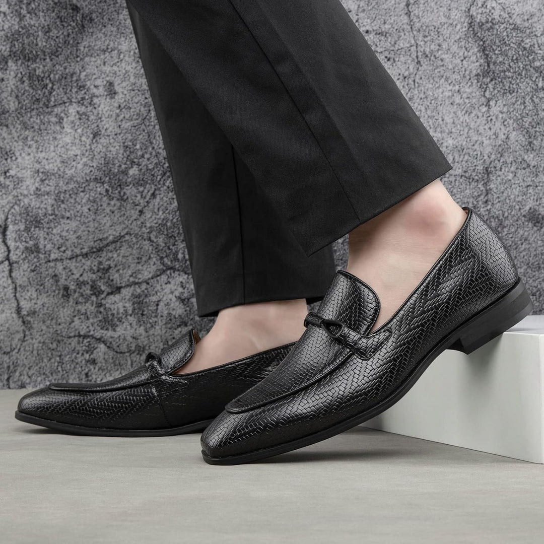 MEIJIANA Herren Mokassins Herren Elegante Schuhe Herren Casual Slip on Anzugschuhe 42 EU Schwarz 01,