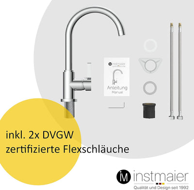 instmaier K3 Küchenarmatur | Wasserhahn Küche | Spültischarmatur mit hohem Auslauf | Armatur für Küc