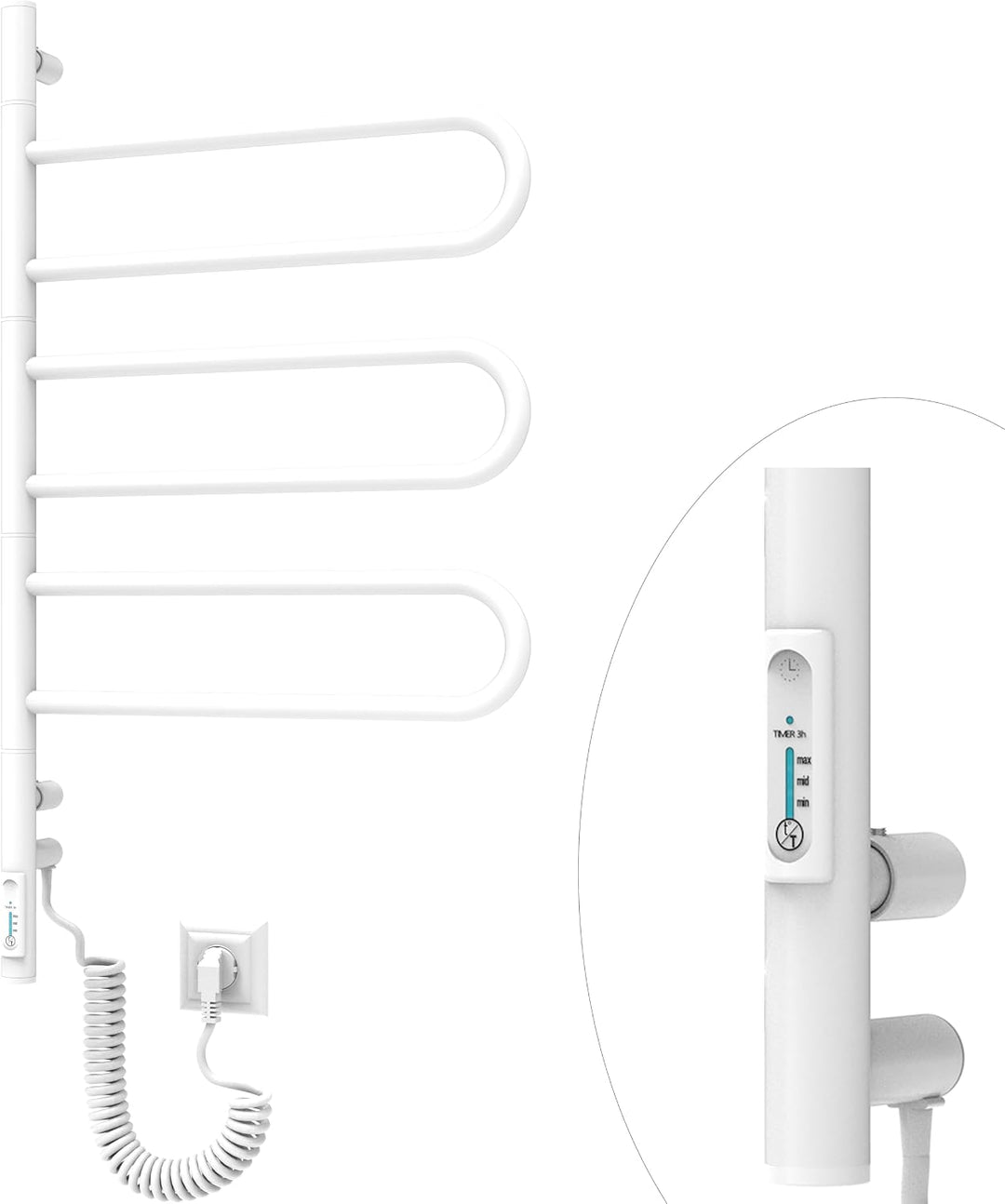 Elna® Handtuchheizkörper Elektrisch Weiss 84x46 cm, 90W - Badheizkörper Elektrisch Handtuchwärmer Ed