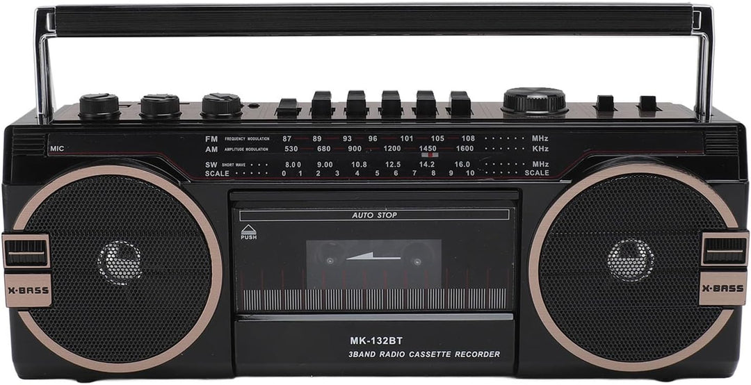 Kassetten Boombox, Retro Blueooth Boombox mit USB, SD und 3,5 Mm AUX Eingang, AM FM SW Kassettenspie