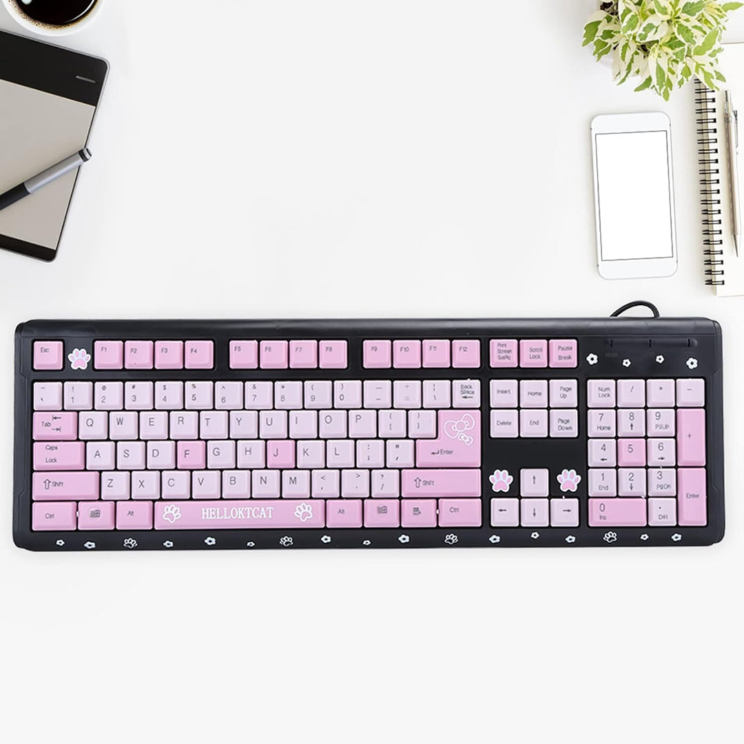 Niedliche USB Tastatur mit Kabel, Niedliche Cartoon USB Tastatur mit Kabel für Mädchen, Tragbare, Ko