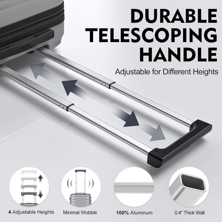 MGOB Koffer Handgepäck Hartschalen Trolley Polycarbonat Leicht Reisekoffer mit TSA-Schloss, 55x36x21