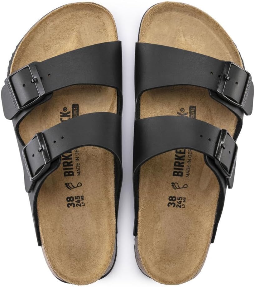 BIRKENSTOCK Arizona Birko-Flor, Unisex-Erwachsene Pantoletten 35 EU Schwarz, 35 EU Schwarz