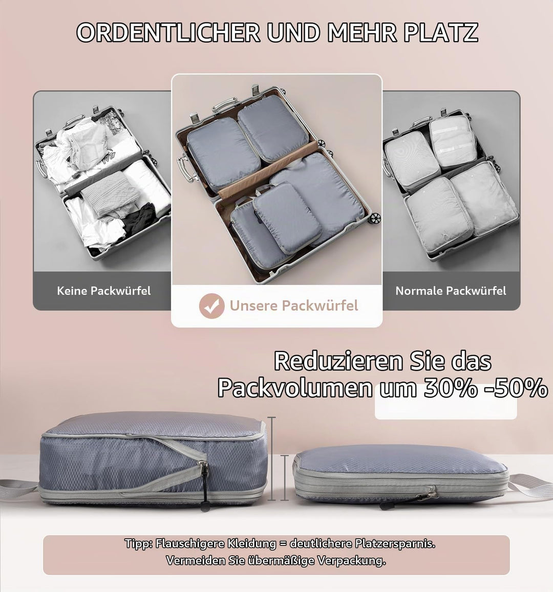 Meowoo Packing Cubes Kompression Koffer Organizer Packwürfel Packtaschen Kleidertaschen Verpackungsw