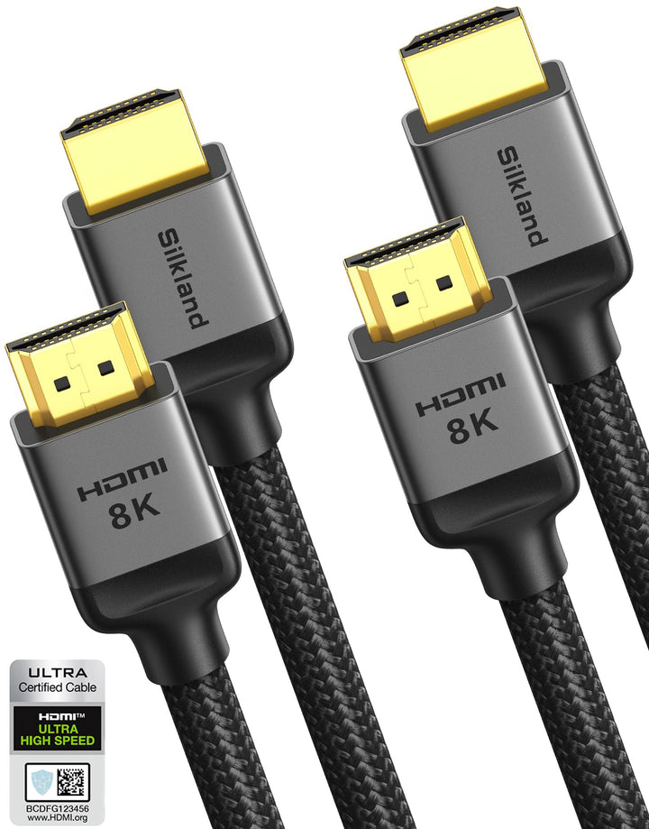 Silkland 10K 8K HDMI 2.1 Kabel 3m, 2Pack Zertifiziertes HDMI®Kabel 4K@144Hz/120Hz 8K@60Hz, eARC, HDR