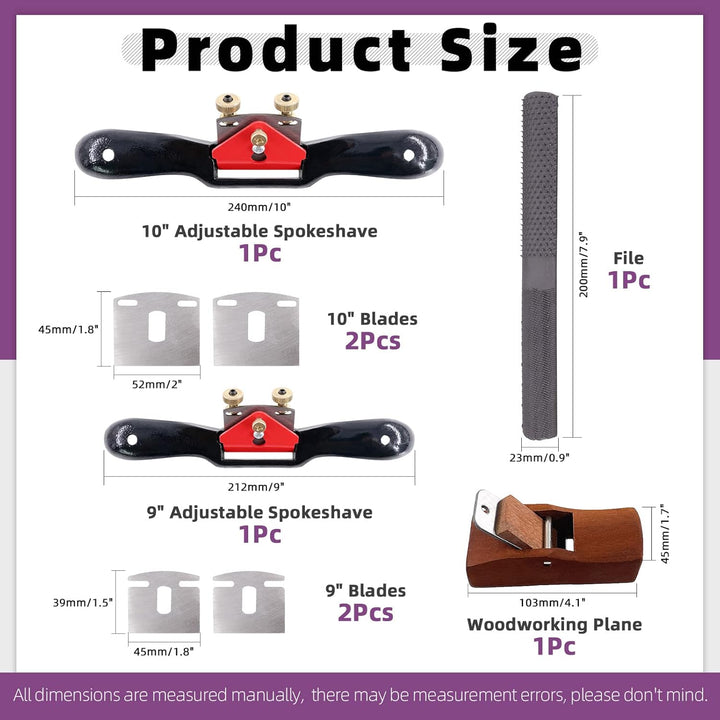 Swpeet 8 Stück 22.9 cm 25.4 cm verstellbare Speichen mit Ersatzklingen und 4-Wege-Raspelfeile mit tr