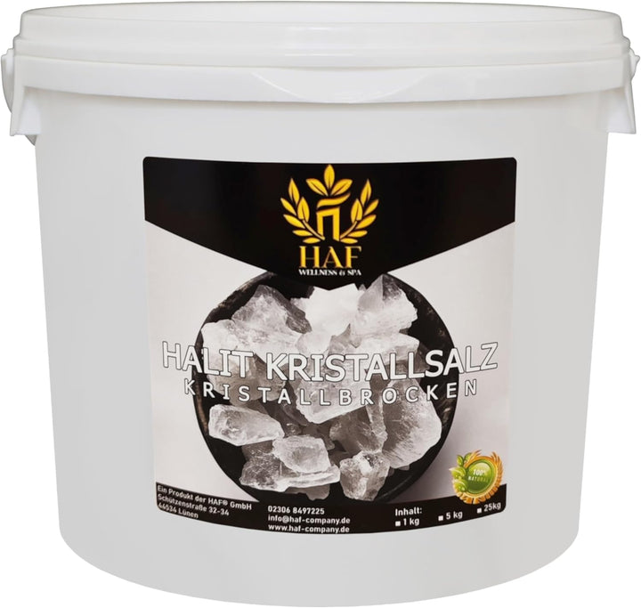 HAF® Weisse Halit Salzbrocken 10 kg | Grobe Steinsalz Brocken ohne Zusätze und naturbelassen aus der
