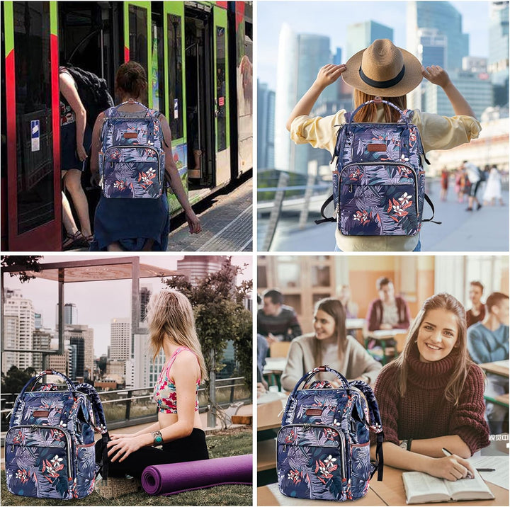 VANKEAN 15.6 Zoll Laptop Rucksack Damen Floral | Wasserdichter Schulrucksack Tagesrucksack Laptop Ta
