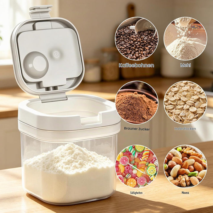 Kaffeedose 800ml, Kaffeebohnen Behälter mit luftdichten Deckel und Löffel, Kunststoff Lebensmittel L