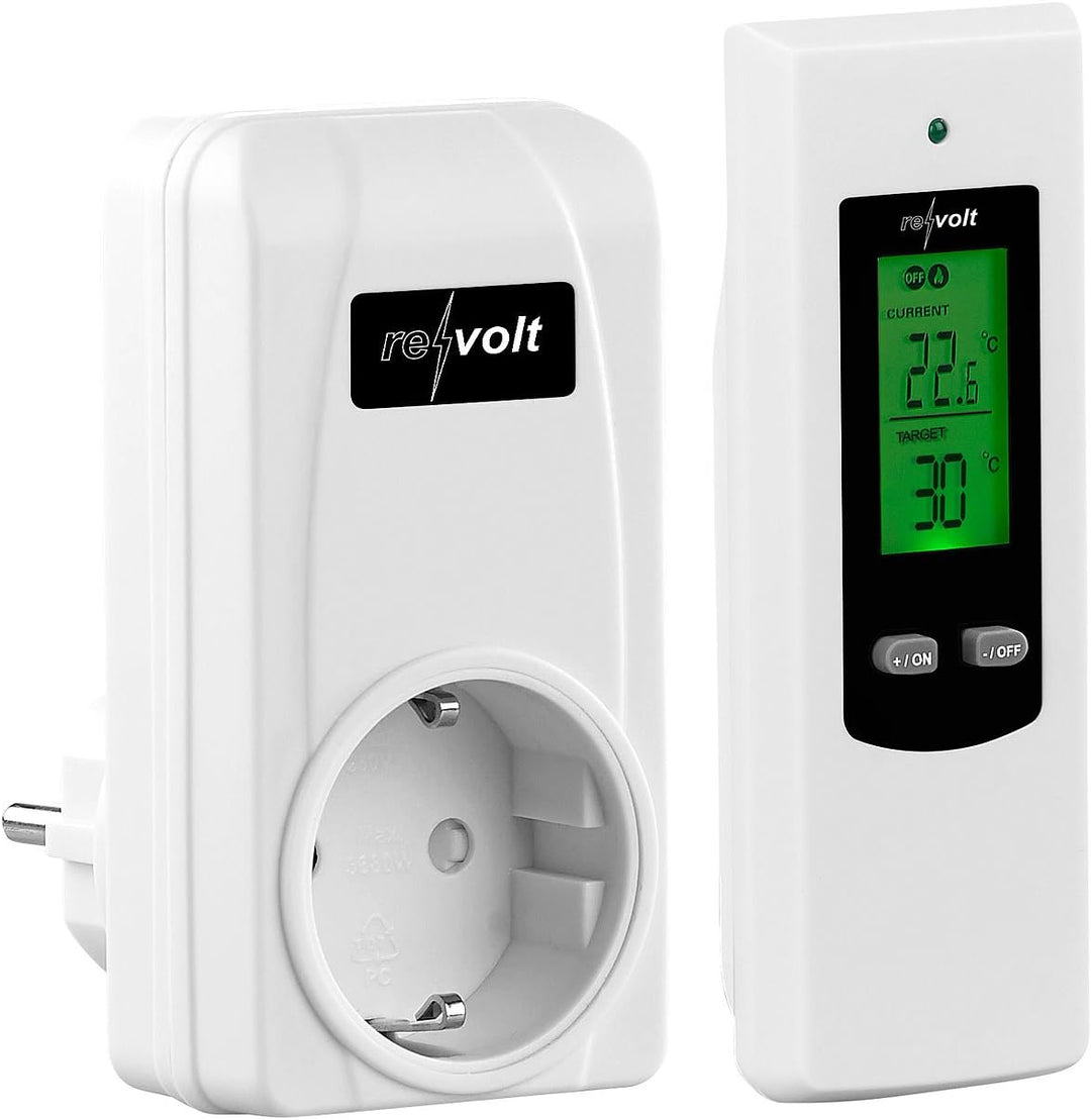 revolt Funkthermostat: Steckdosen-Thermostat mit mobiler Steuereinheit für Heiz- & Klimagerät (Tempe