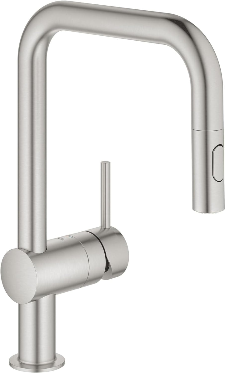 GROHE Minta - Einhand-Spültischarmatur (U-Auslauf, Einlochmontage, herausziehbare Dual Spülbrause, f