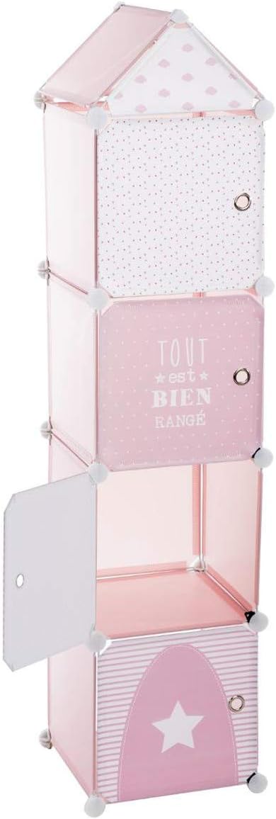 Kinder Aufbewahrungsboxen Colonne - rosa 34 × 139 cm - Rosa - Atmosphera créateur d'intérieur, Rosa