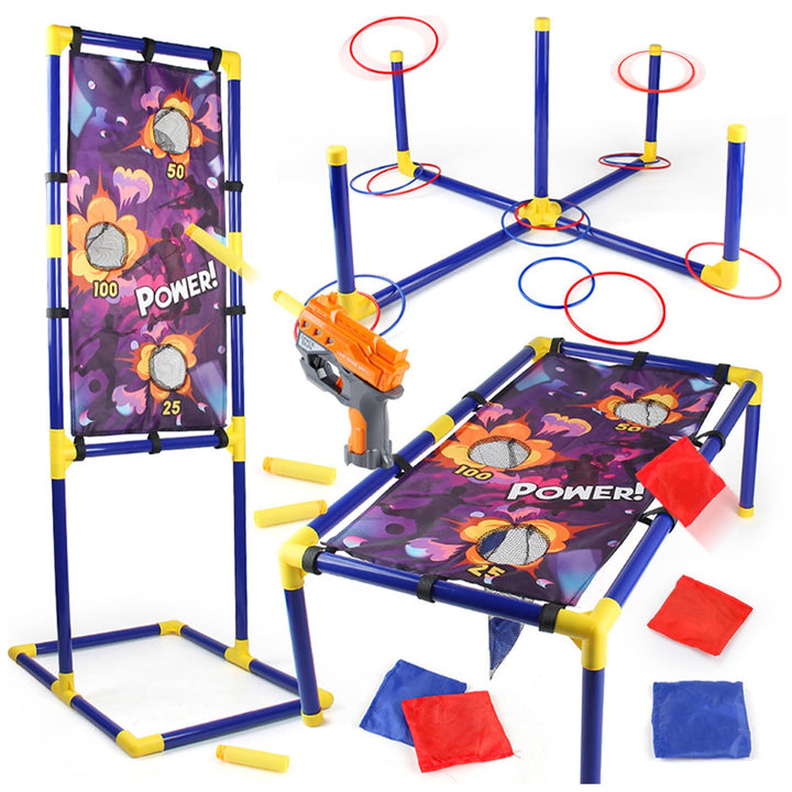 JOYBOY Spielzeug für Kinder, Spielzeug ab 6 7 8 9 10 11 12 Jahre, 3 in 1 Cornhole & Schiessspiele &