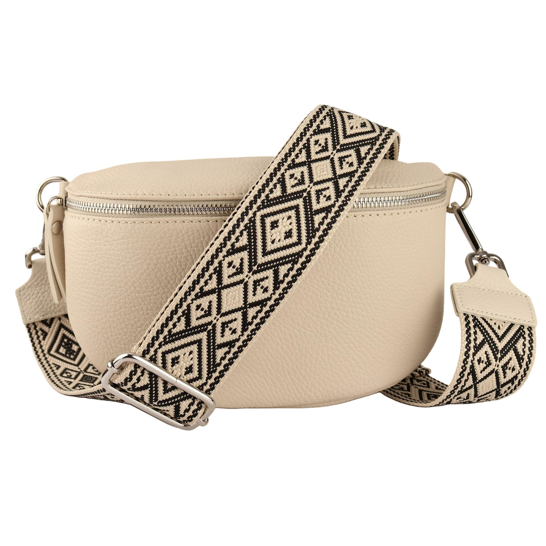 MIRROSI® Bauchtasche Damen, Echtleder, Made in Italy, Umhängetasche, Brusttasche, Crossbody Bag (1 T