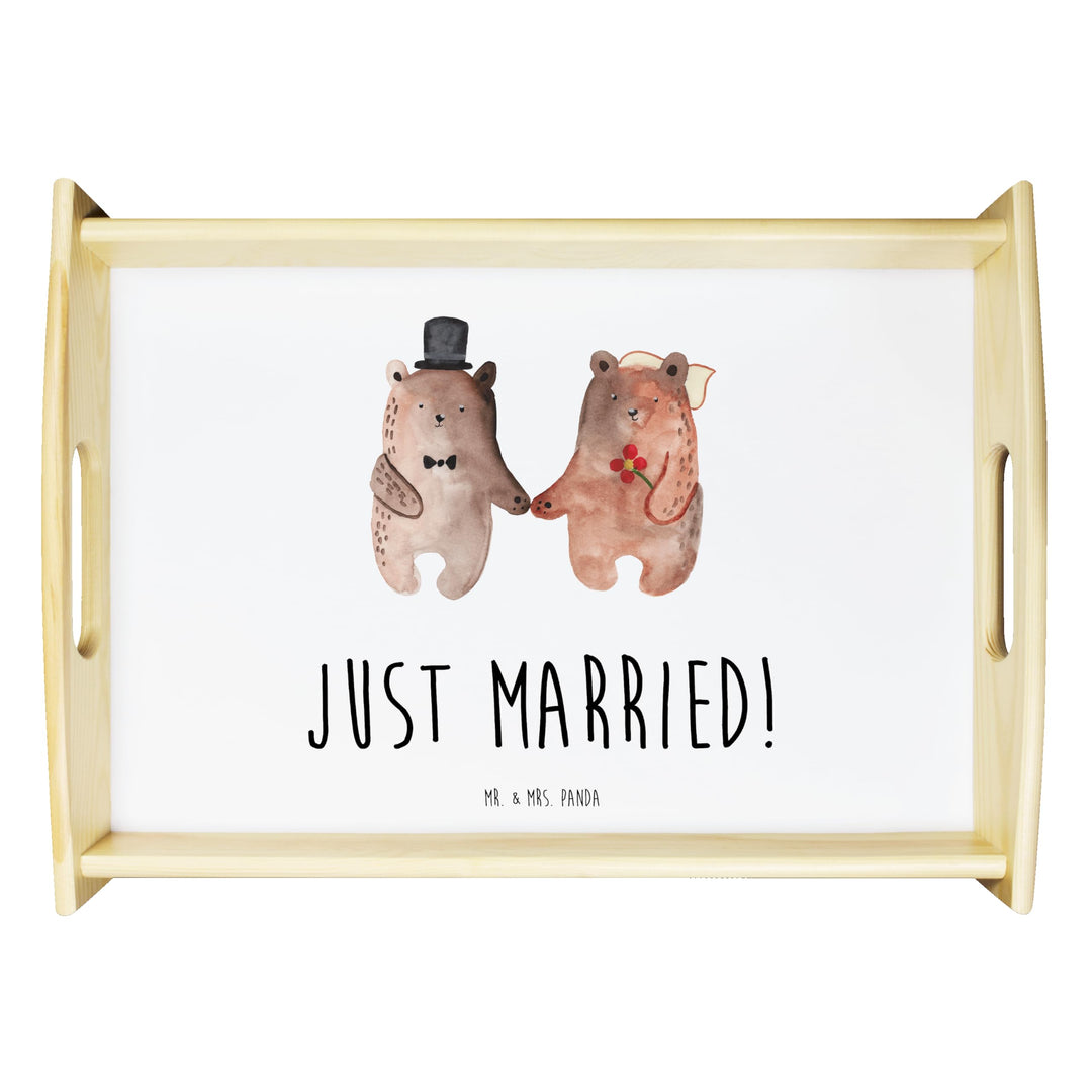 Mr. &amp; Mrs. Panda Serviertablett Bär Heirat - Geschenk, Dekotablett, Küchentablett, Teddy, Bär Verhei