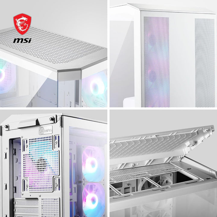 MSI MAG PANO M100R PZ White Micro-ATX PC-Gehäuse - 3 x 120 mm Reverse-Blade ARGB-Lüfter und 1 x 120