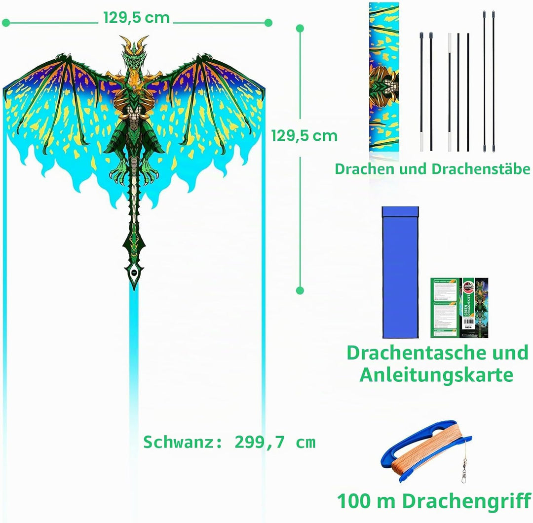 Mint's Colorful Life Drachen Drache für Kinder Erwachsene, einleiner flugdrachen Bester Gross Beach