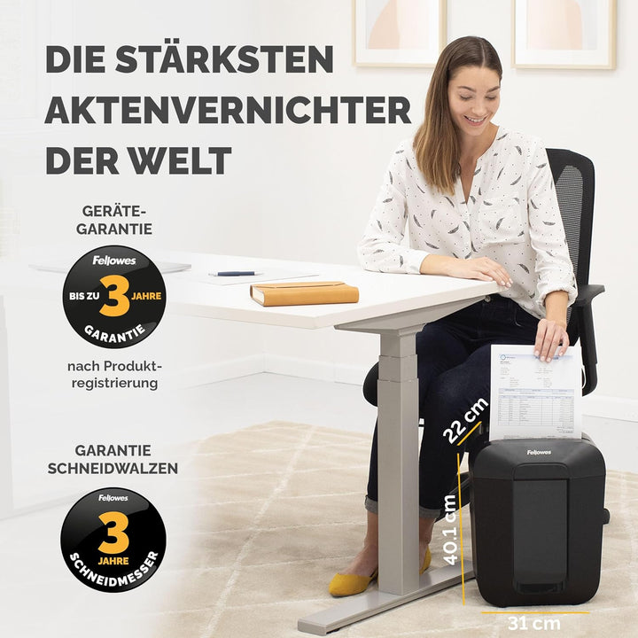 Fellowes Aktenvernichter Papiervernichter LX41-8 Blatt 4x12 mm Mini-Cut P4 - für Zuhause und das Hom