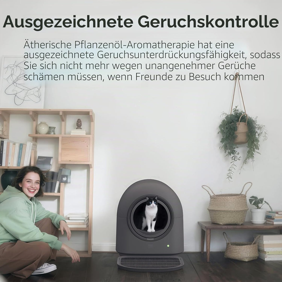 HHOLOVE Katzenklo Selbstreinigend Automatisch, Elektrische Katzentoilette mit App, Geruchskontrolle,