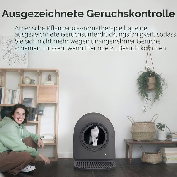 HHOLOVE Katzenklo Selbstreinigend Automatisch, Elektrische Katzentoilette mit App, Geruchskontrolle,