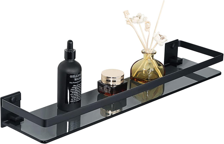 SAYAYO Duschablage Duschregal Schwarz Edelstahl Glasregal Badezimmer Regal Shower Shelf Shampoo Halt