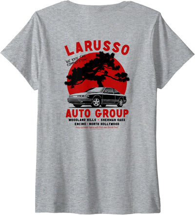 Cobra Kai Retro LaRusso Auto Group Ad T-Shirt mit V-Ausschnitt