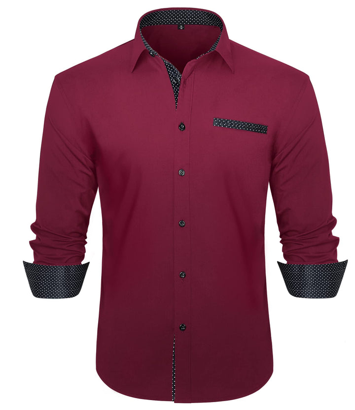 HISDERN Herren Hemd Langarm Regular Fit Oberhemd Für Männer Anzug Business Hochzeit Freizeit Party F