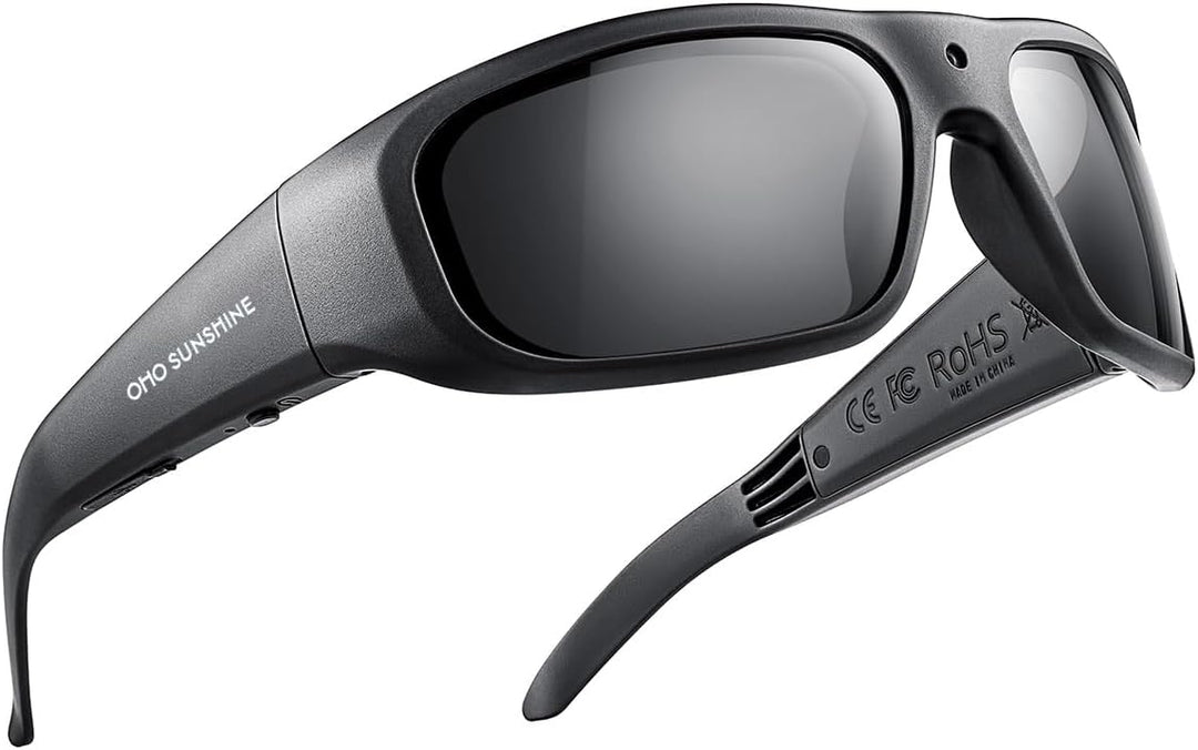 OhO Video Glasses Pro,24M Resolution H.265 Sports Sunglasses Camera with 32GB Memory, Black-black Le