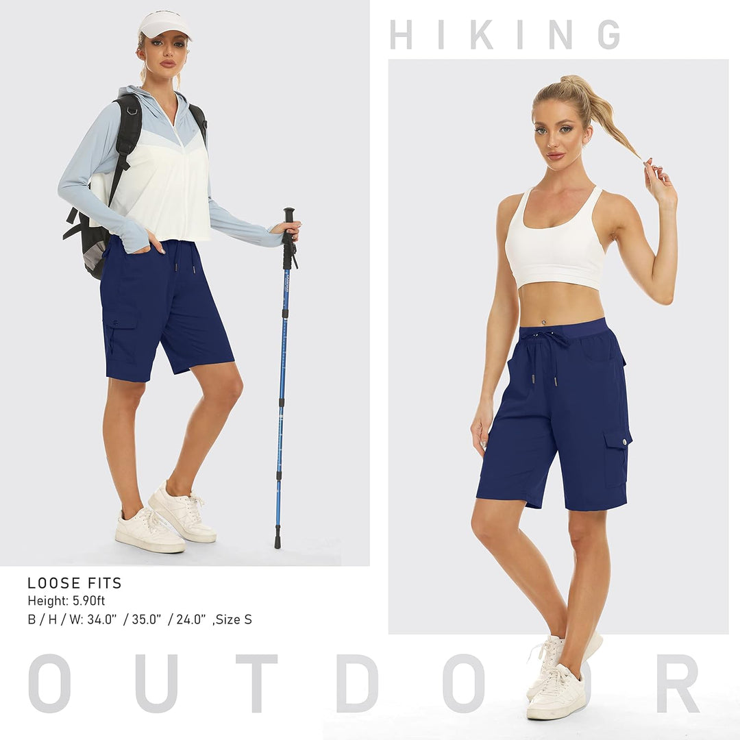 JINSHI Shorts Damen Sommer Cargohose Kurze Wanderhose Outdoor Schnelltrocknend Freizeithose mit Mehr