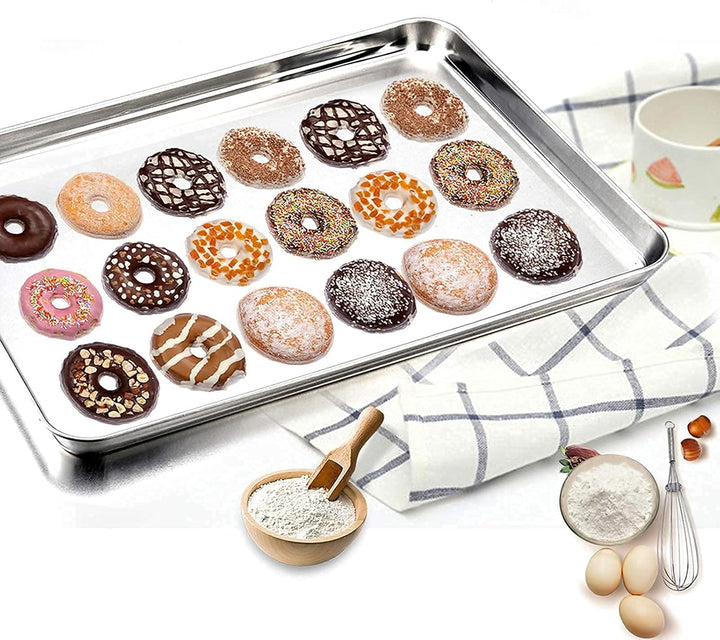 Homikit Backblech, Edelstahl Ofenblech Kuchenblech 4er Set, Rechteckige Fettpfanne Backofen zum Back