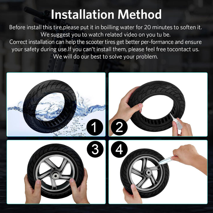 OUXI 10×2,5 Zoll Ersatz-Vollgummireifen 60/70-6.5 Für Ninebot G30 Max /G30D mit 1 Montagewerkzeug fü