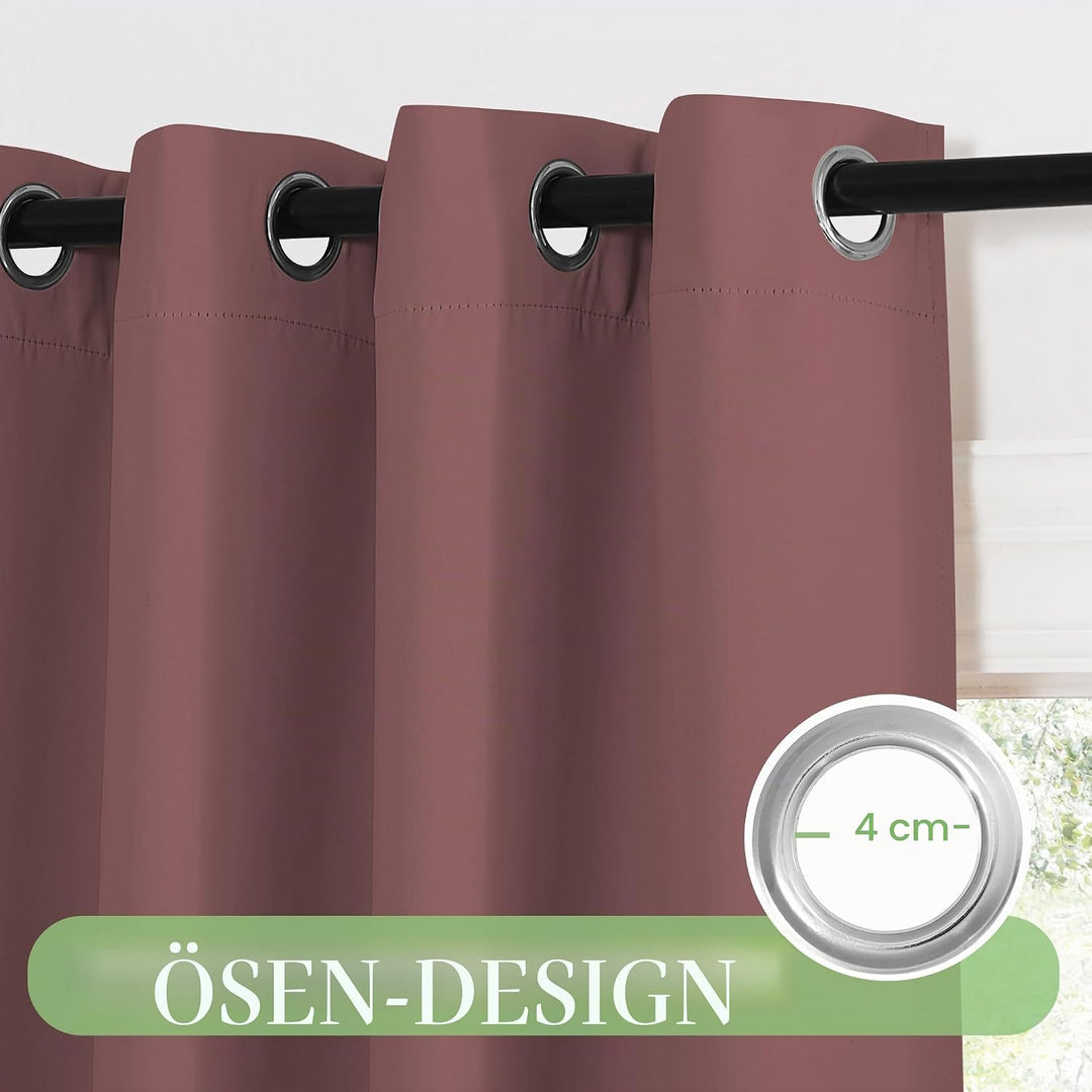 KGORGE Scheibengardinen Küche Modern Verdunklungsvorhänge Kurz | Altrosa,H120 x B90 cm,Bistrogardine